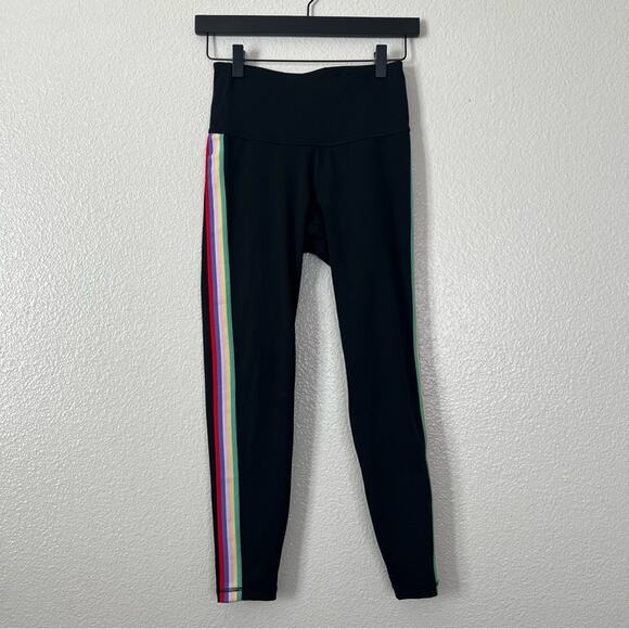Old Navy Active Go Dry rainbow side stripe black leggings - Picture 1 of 5